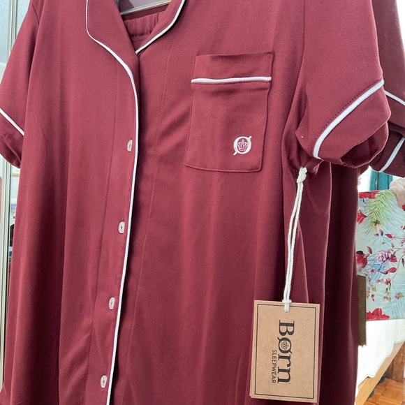 BORN NEW/WITH/TAGS TWO PIECE SLEEPWEAR , BURGUNDY SIZE MEDIUM - Picture 3 of 16